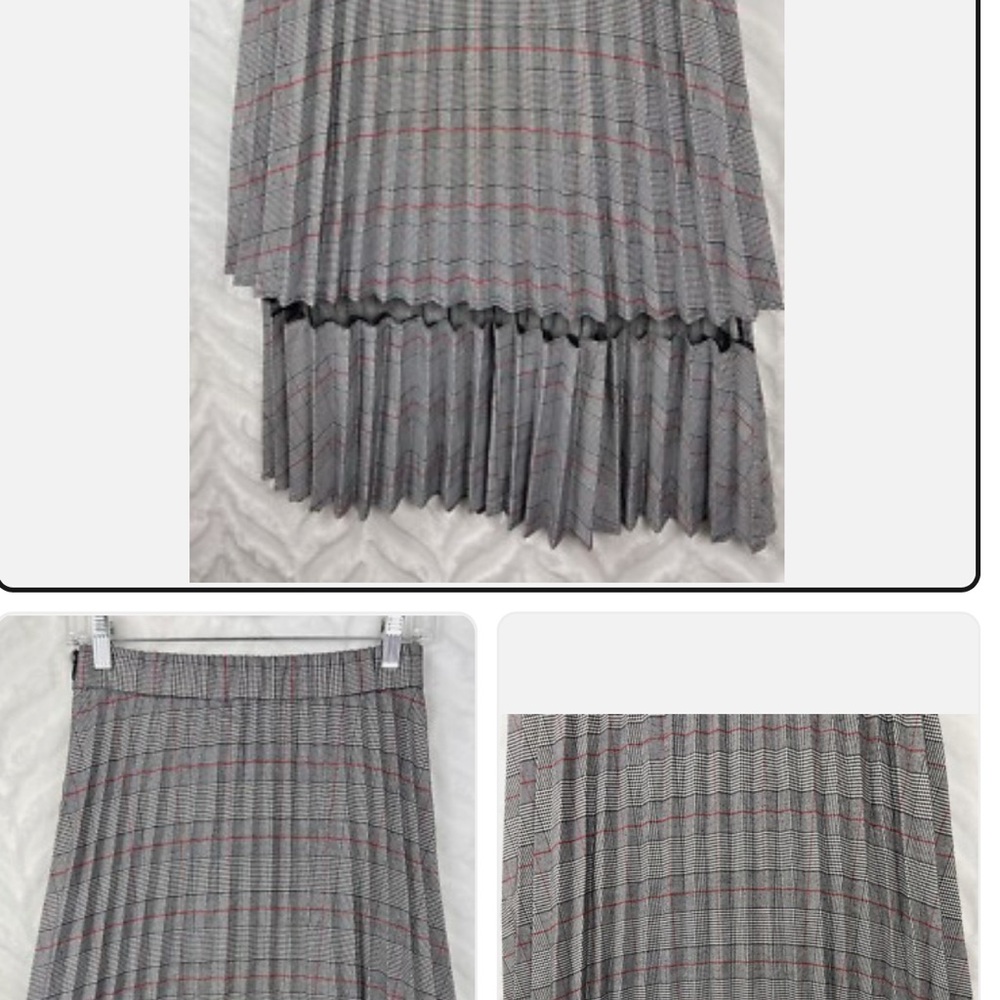 New York & Company Gray and Red Plaid A-Line Skirt